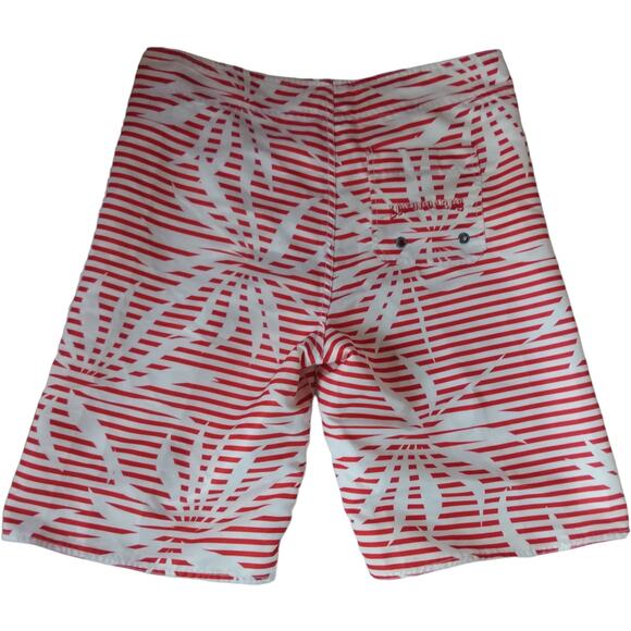 Lift Blue Mens 38 Surf Skate Swim Trunks Red White Striped Palm Board Shorts - Picture 4 of 9